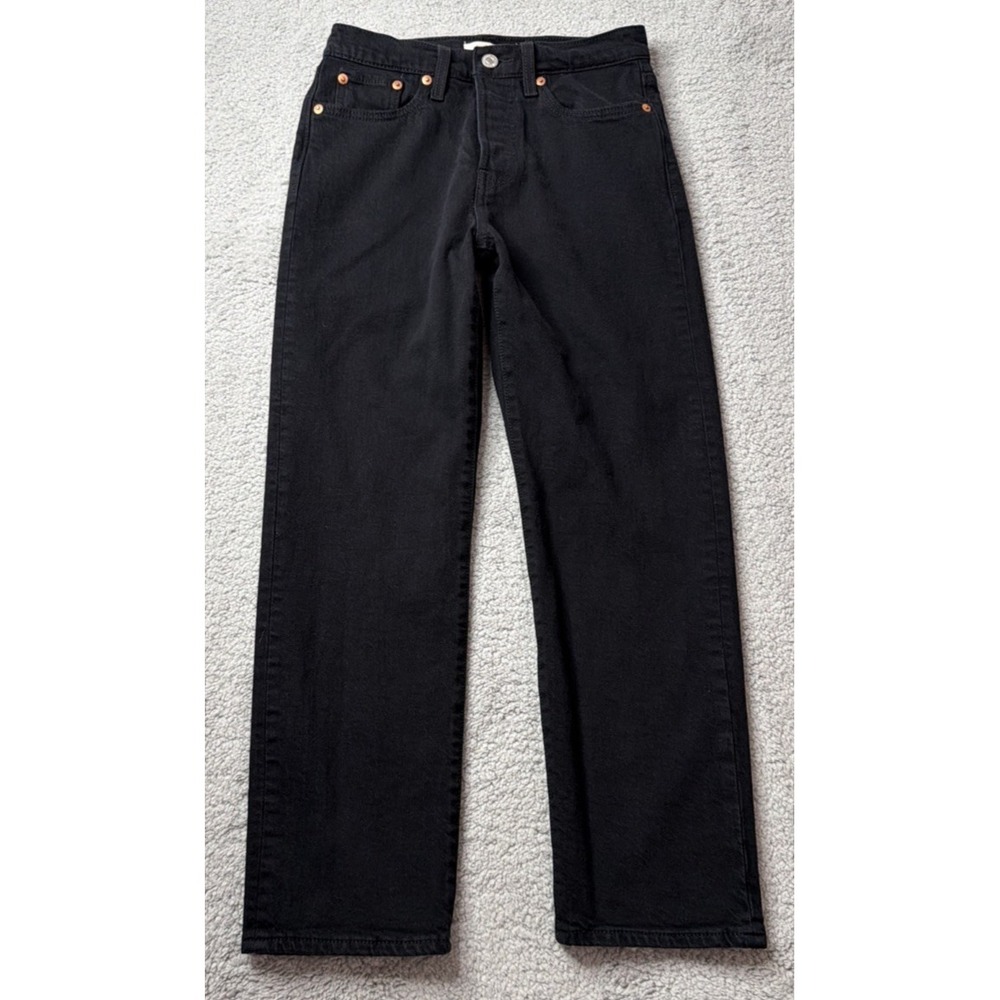 Levis Jeans Womens Size 25 Wedgie Straight Black Jeans Button Fly Big E Mid Rise